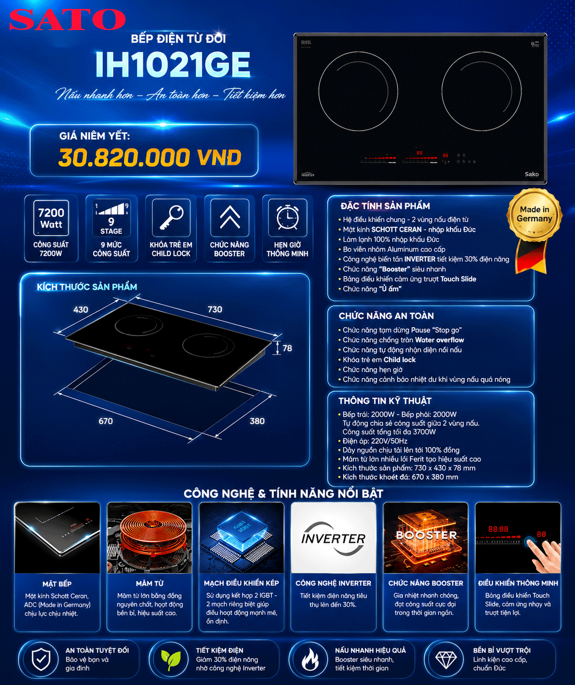 Bếp điện từ đôi IH1021GE